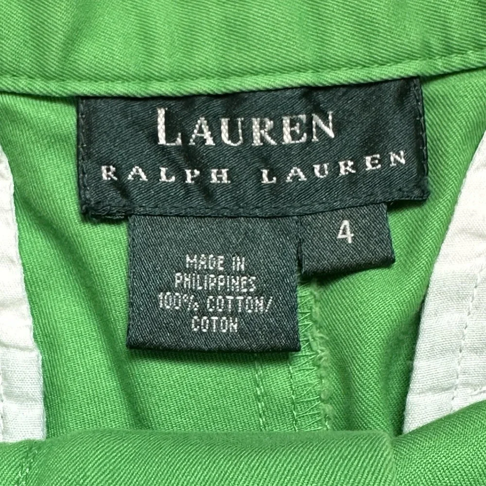 Vintage LAUREN RALPH LAUREN Barbados Grass Green Women's‎ Shorts Ribbon Belt